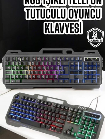 Q Klavye RGB Işıklı Klavye Ve Mouse Seti Kablolu Mouse Hediyeliş