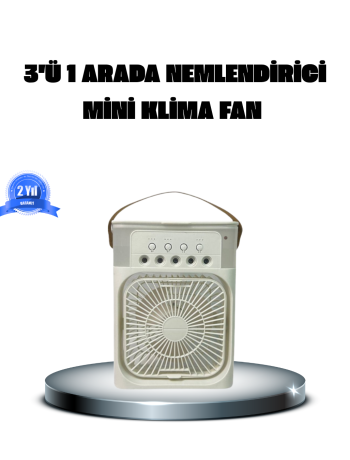 Taşınabilir Mini Klima Fan 3’ü 1 Arada Soğutucu Nemlendirici ve Gece Lambası