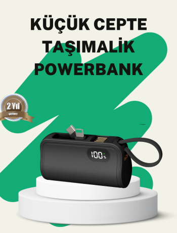 2000mAh Mini Powerbank Dahili Konektörlü PD 20W