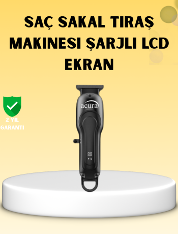 Profesyonel Tıraş Makinesi LCD Ekranlı Turbo Mod ve Güçlü Motor