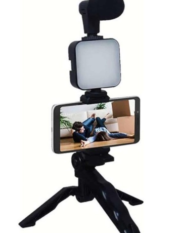 Telefon Tutucu Mikrofonlu Işıklı Youtuber Video Kayıt
