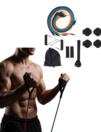 Direnç Seviyeli Pilates ve Fitness Egzersiz Bandı Seti Kapı Askılı