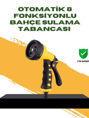 Bahçe Sulama Tabancası Hortum Ucu 8 Fonksiyonlu Ayarlanabilir