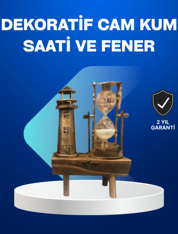 Deniz Feneri Tasarımlı Ahşap Kum Saati – Retro Masa Aksesuarı
