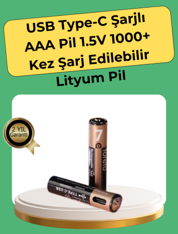 AAA Boyutunda USB Şarjlı Pil – Kompakt Tasarım Geniş Uyumluluk