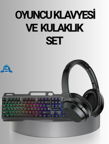 Işıklı Oyuncu Klavye Mouse ve Bluetooth Kulaklık Seti Türkçe Q USB