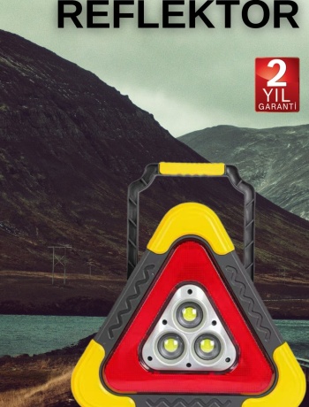 Işıklı Üçgen Reflektör Led Projektör Acil Durum Feneri Flaşör 500 Lümen