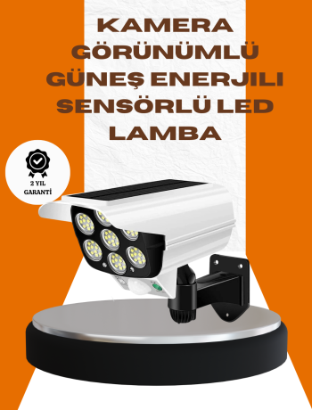 Solar Şarjlı Kamera Tasarımlı LED Duvar Lambası Hareket Sensörlü Dış Mekan Aydınlatma