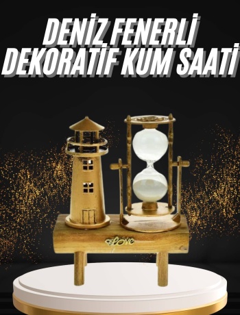 Hediyelik Eşya Retro Deniz Fenerli Kum Saati Ahşap Görünümlü Dekoratif Eşya
