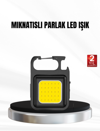 Şarjlı COB LED Anahtarlık Fener – 4 Modlu Manyetik ve Katlanabilir Standlı
