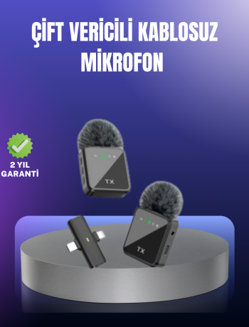 Vlog Podcast ve Röportajlar İçin Kablosuz Çift Yaka Mikrofon