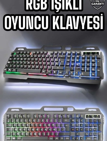 Led Işıklı Oyuncu Klavye Usb Girişli RGB Işıklı Q Klavye Mouse Hediyeli