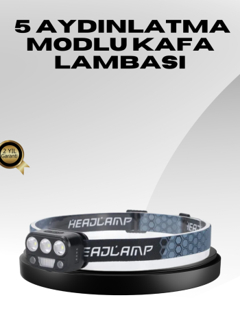 USB Şarjlı LED Kafa Lambası 300 Lümen Güç Göstergeli
