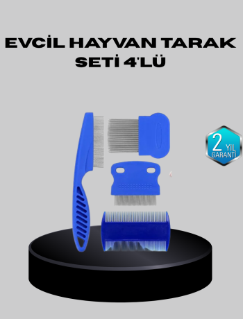 Evcil Hayvan Tüy Bakım Seti – 4’lü Paslanmaz Çelik ve Eco Plastik Kolay Temizlenebilir ve Dayanıklı