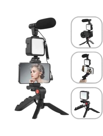 Akıllı Telefon Vlog Kiti Tripod Mini Mikrofonlu Telefon Tutucu