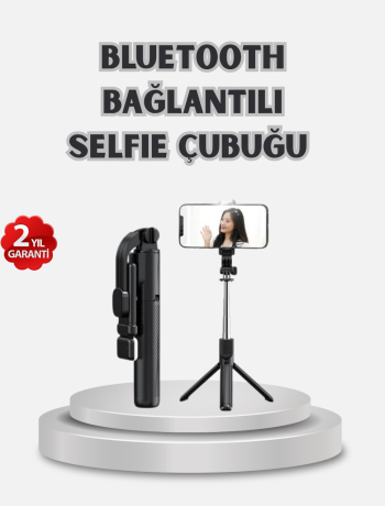 Kablosuz Bluetooth Selfie Çubuğu – 360° Dönebilir Başlık Taşınabilir ve Şık Tasarım