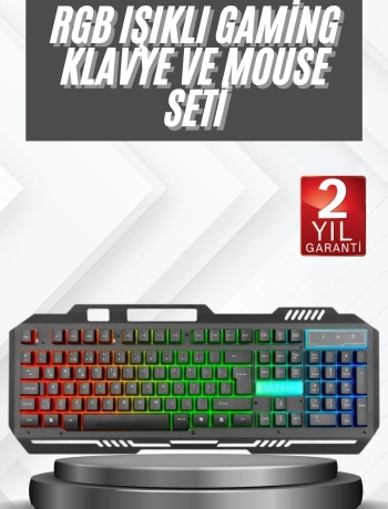 Işıklı Oyuncu Q Klavye Mouse Seti Siyah Gaming Oyuncu Klavye