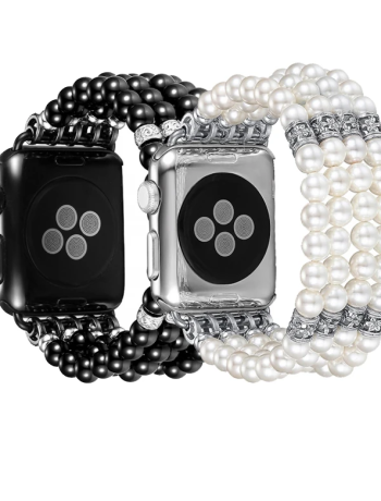 Ally Apple Watch 7-8 45mm 6-5-4 44mm Full Boncuk Taşlı Kordon Kayış 3-2-1 42mm-(5775)