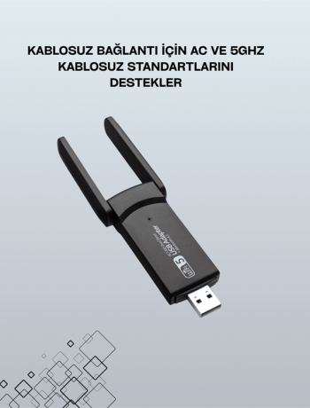 Tak-Çalıştır Özellikli Çift Bant WiFi Adaptör – 1200 Mbps