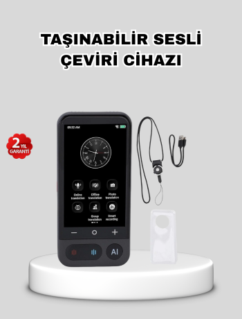 Taşınabilir Akıllı Sesli Çeviri Cihazı – 139 Dil Desteği Dokunmatik Ekran