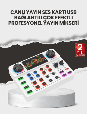 Çok Efektli Canlı Yayın Ses Mikseri USB ve Kablosuz Uyumlu