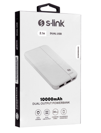 S-LINK IP-G10N Beyaz 10.000mAh 2xUSB 1xMicro USB 1xType-C 4 LED Göstergeli PowerBank(1923)