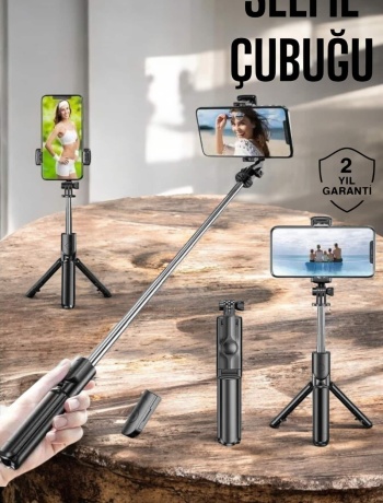 Kumandalı Tripod Telefon Tutucu Selfie Çubuğu 360 Derece Dönebilen
