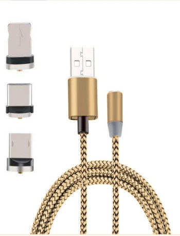 İphone Type-C Android 3  Yuvarlak Başlık Manyetik Şarj Usb Kablosu-(5775)