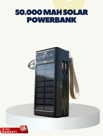 LED Aydınlatmalı Güneş Panelli Powerbank Seyahat ve Kamp İçin