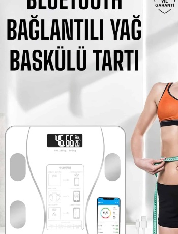 Akıllı Tartı Dijital Baskül Yağ Su Kas Vücut Kitle Kilo Ölçer Tartı