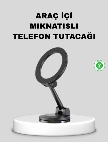 Katlanır Manyetik Araç İçi Telefon Tutucu – 360° Dönebilen MagSafe Uyumlu Güçlü Mıknatıslı Tasarım