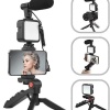 Tripod Telefon Tutucu Kumandalı Mikrofon Led Işık Vlog Video Kayıt