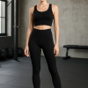 Kadın Siyah Yüksek Bel Toparlayıcı Tayt Yüksek Kalite Spor Ve Günlük Kullanım Tayt Yoga Tayt-(17952)
