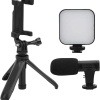 Akıllı Telefon Vlog Kiti Tripod Mini Mikrofonlu Telefon Tutucu