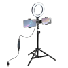 PULUZ 70CM Çift Telefon tutucu 6.2CM Led Işık Stand YoutuberCanlı Yayın Selfie TikTok Makeup-(5775)