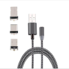 İphone Type-C Android 3  Yuvarlak Başlık Manyetik Şarj Usb Kablosu-(5775)