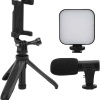 Akıllı Telefon Vlog Kiti Tripod Mini Mikrofonlu Telefon Tutucu