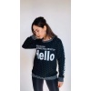 Hello Yazılı Kapitone Kumaş Siyah Sweatshirt