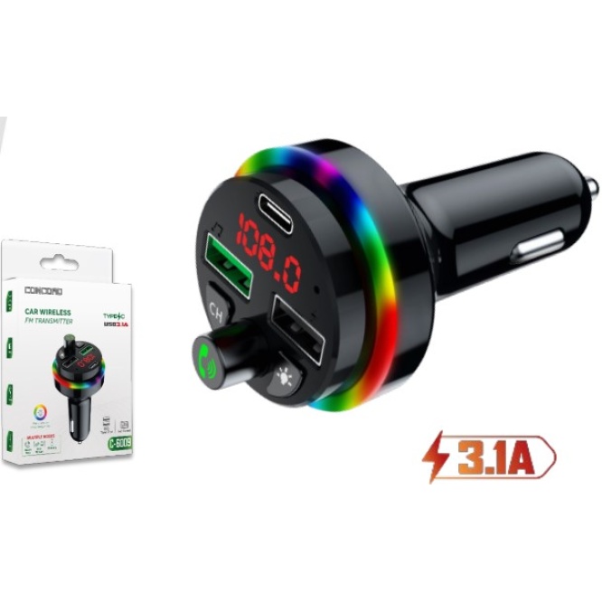 Concord C-6009 QC 3.1A USB & PD /TF FM Transmitter