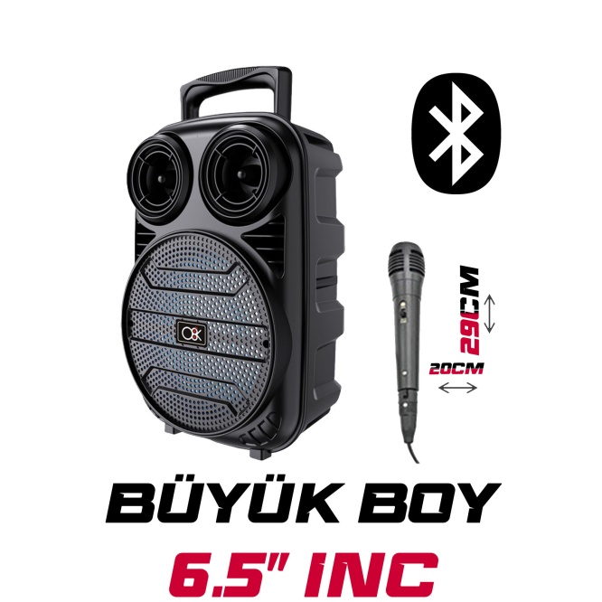 Platoon PL-612  BT USB SD AUX 6.5 İNÇ Mikrofonlu Anfi Yüksek SES Taşınabilir RGB Işıklı Hoparlör