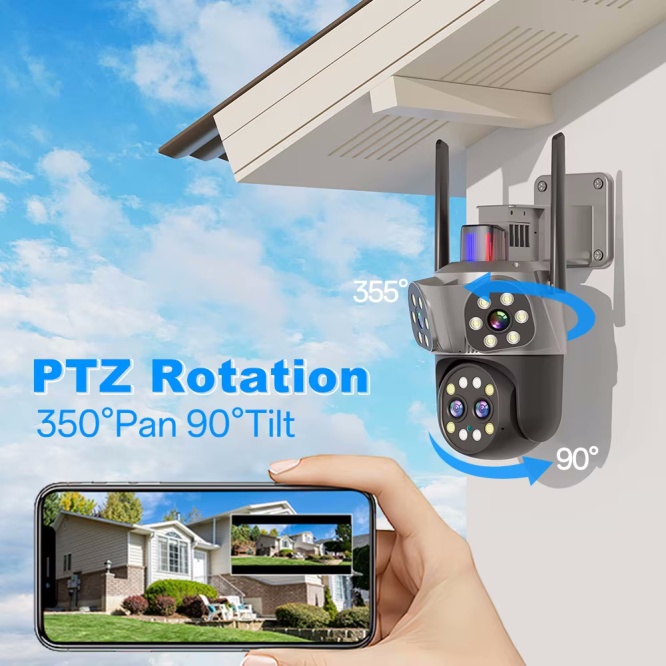 Mpia Orino 4 Lens 10X Zoom 8MP 360° Görüş Hareketli  Waterproof Gece Görüş Sesli Görüşme Akıllı Kamera
