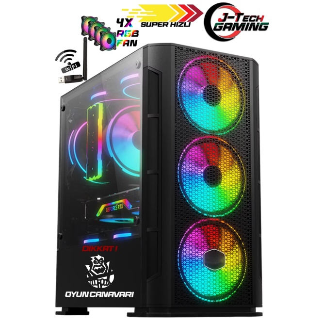 J-TECH G12731 i5 10400F 16GB 256GB SSD R7240 4GB Oyuncu Masaüstü Bilgisayarı