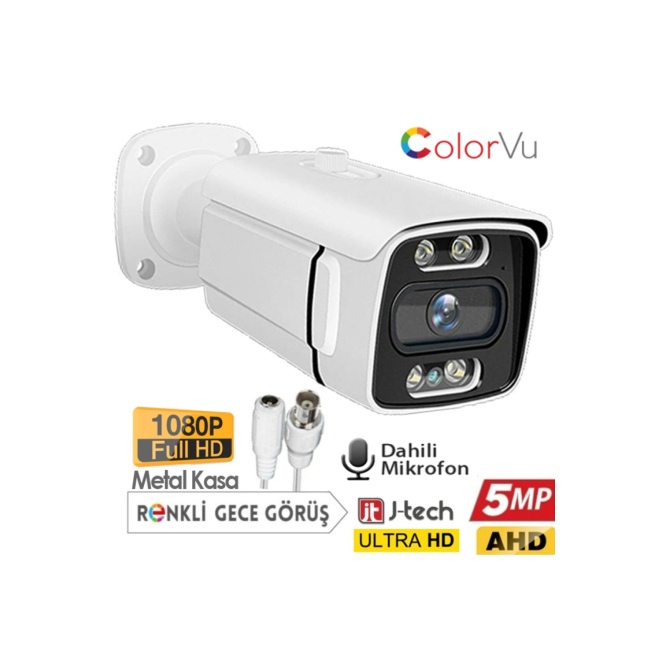 J-TECH 7040 Metal 5MP SONY LENS Gece Renkli 4 Warm Light 1080P AHD Güvenlik Kamera