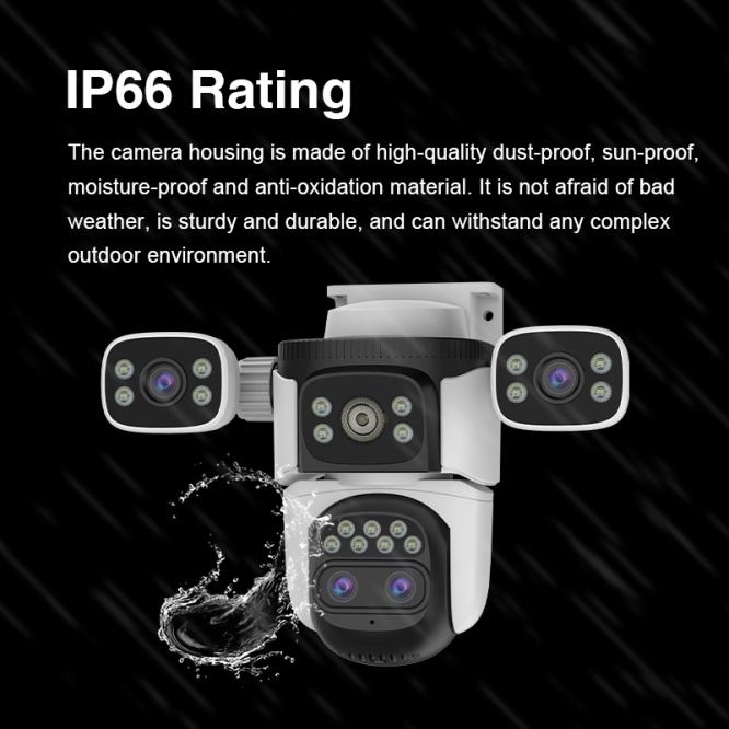 AV-S309X O-KAM APP 3 Kamera 10X Zoom 12MP 360° Renkli Gece Görüş Sesli Görüşme Sirenli Wi-Fi Akıllı Kamera