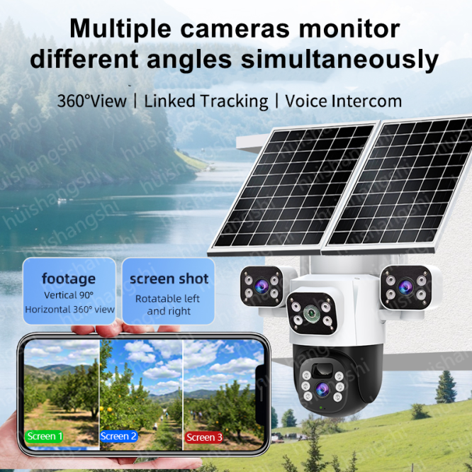 MPIA Aurora 4G 6MP 4K 4G Sim Kartlı Güneş Panel 4 Lens Solar 12000mAH Alarmlı Mikrofon 360 PTZ Türkçe Uygulama Güvenlik Kamera