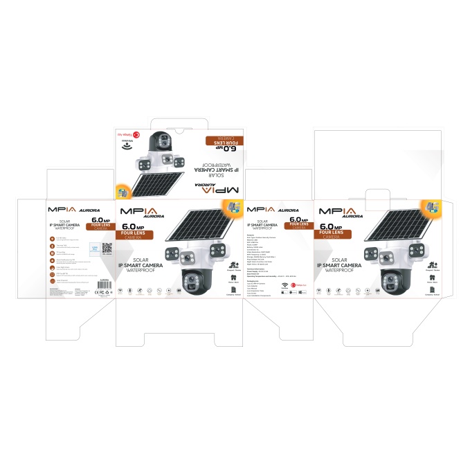 MPIA Aurora 4G 6MP 4K 4G Sim Kartlı Güneş Panel 4 Lens Solar 12000mAH Alarmlı Mikrofon 360 PTZ Türkçe Uygulama Güvenlik Kamera