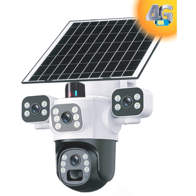 MPIA Aurora 3 Kamera 4G 6MP 4K Sim Kartlı Güneş Panel 4 Lens Solar 12000mAH Alarmlı Mikrofon 360 PTZ Türkçe Uygulama Güvenlik Kamera