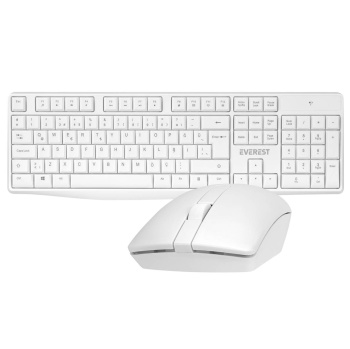 Everest KM-7500 Beyaz Kablosuz Q Multimedia Klavye + Mouse Set TR Q