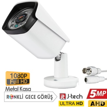 J-TECH 3030 Metal 8 Warm Light 5MP SONY LENS Gece Renkli 1080P AHD Güvenlik Kamera