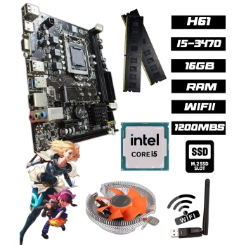 B34 i5-3470 3.60GHz 16GB RAM H61 1200Mbps WiFi CPU Fan Bundle Anakart Komple SET